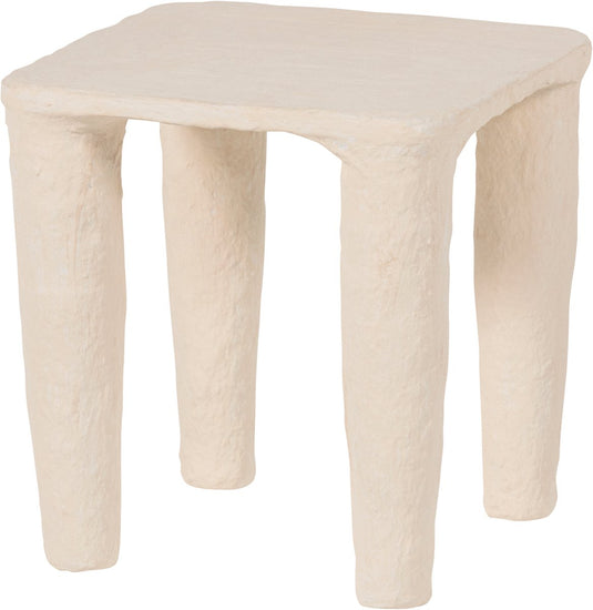 Woood vion lage bijzettafel - papier mache - off white - 40x40x40