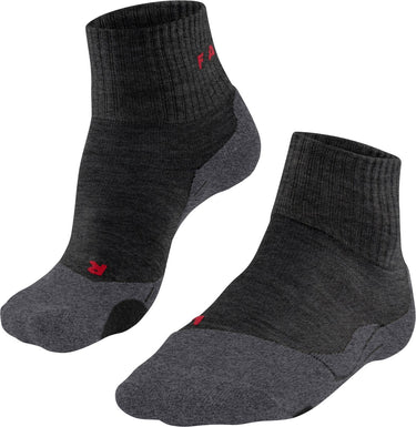 Falke tk2 short anti-blaar dik wol functioneel materiaal wandelsokken heren grijs - maat 39-41