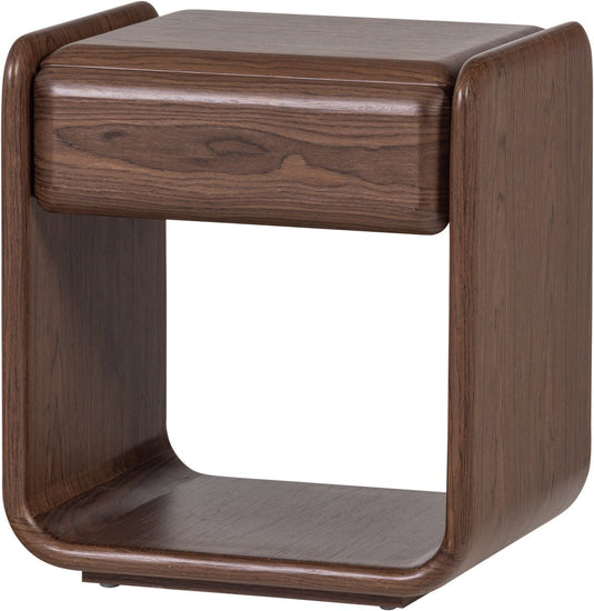 Woood elura nachtkastje met lade - hout fineer - bruin - 50x40x40