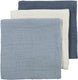 Meyco baby uni pre-washed hydrofiele doeken - pre-washed hydrofiel - natural jeans blue indigo - 70x70cm - 3-pack