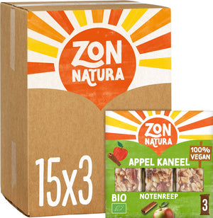 Zonnatura biologische notenreep - appel kaneel - 3 x 25g