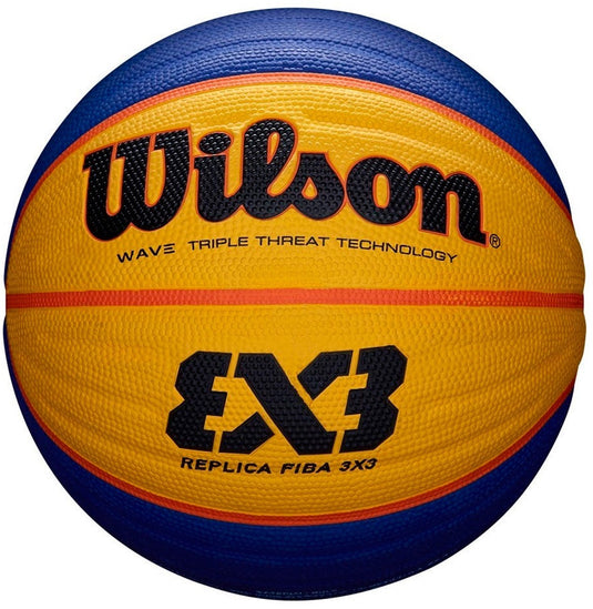 Wilson fiba 3x3 replica - basketbal - geel blauw - outdoor - maat 6