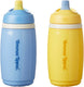 Tommee tippee geïsoleerde active tuitbeker – 2 stuks - 266 ml – lekvrije waterfles voor peuters 12m+ - blauw en geel