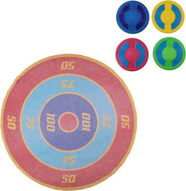 Eddy toys werpspel 5-delig - zwembad speelgoed kinderen - drijvend doelspel met schijven - spel voor water en tuin - diameter 65cm - multicolor