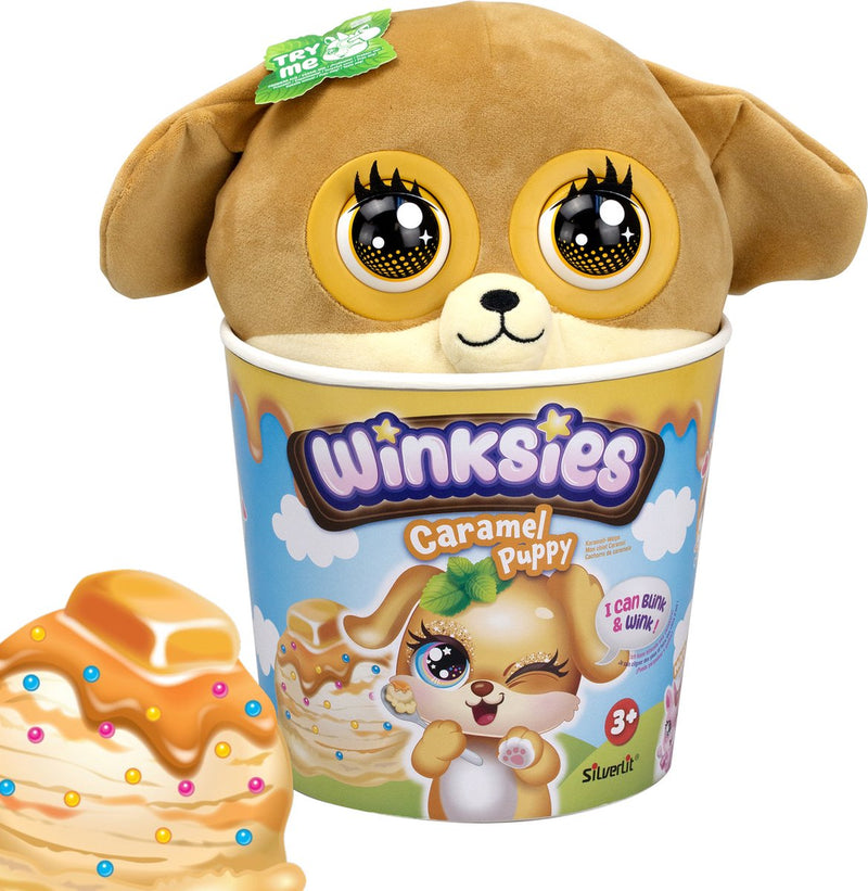 Load image into Gallery viewer, Silverlit winksies caramel puppy - interactieve knuffel in een ijsbeker
