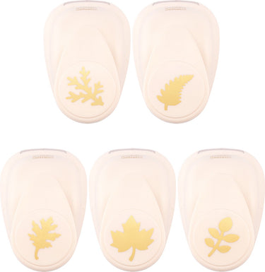 Vaessen creative pons set - figuurpons - herfstblaadjes - 5 st. - 1,7 tot 2,5 cm