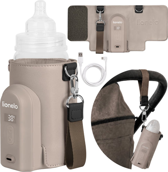 Lionelo thermup go evo flessenwarmer - mobiel - 5 temperatuurniveaus - usb-c opladen - tot 9 uur warmte - geschikt voor glas en plastic