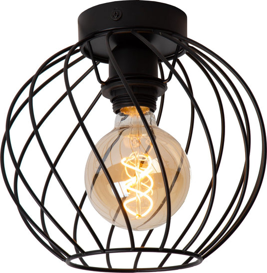Lucide danza - plafonnière (plafondlamp) - ø 25 cm - 1xe27 - zwart