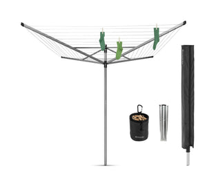 Brabantia lift-o-matic advance 60m met grondanker knijpertasje en hoes metallic grey