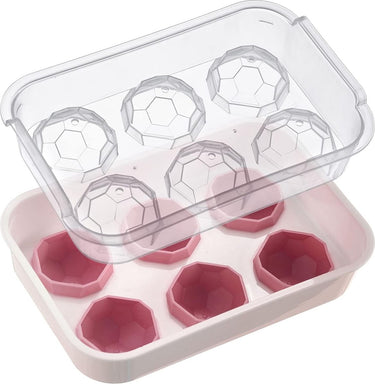 Westmark crystal ijsblokjesmaker - ijsblokjesvorm met deksel, voor het maken van 6 grote, ronde ijsblokjes, transparant rood wit - kunststof, bpa-vrij