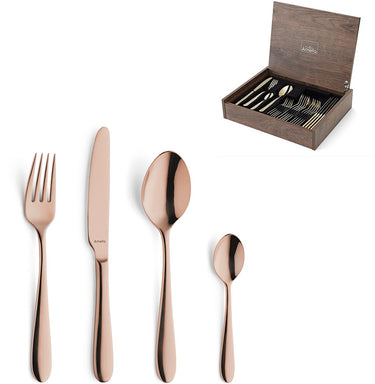 Amefa oxford - 24-delige bestekset - voor 6 personen - hoogglans - koper - in luxe houten kist