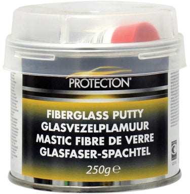 Protecton glasvezelplamuur - voor herstellen van grotere deuken, gaten scheuren - hecht op metaal, hout, beton kunststof – bestand tegen chemicaliën en weersinvloeden - incl. tube verharder - 250gr