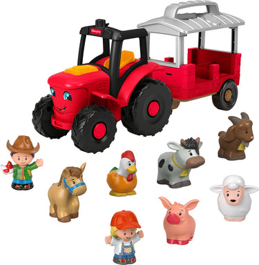 Fisher-price little people dierenverzorgingsboerderij tractor cadeauset - muzikale tractor met figuren