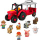 Fisher-price little people dierenverzorgingsboerderij tractor cadeauset - muzikale tractor met figuren
