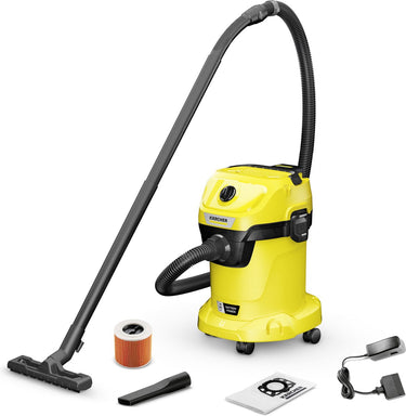 Kärcher wd 3-18 battery set v-17 20 nat- en droogzuiger - 18 v - accu 18 v 5,0 ah en lader inbegrepen - 17 l - patroonfilter