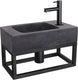 Differnz fonteinset bombai black - natuursteen - kraan recht mat zwart - met handdoekrek - 40 x 22 x 9 cm