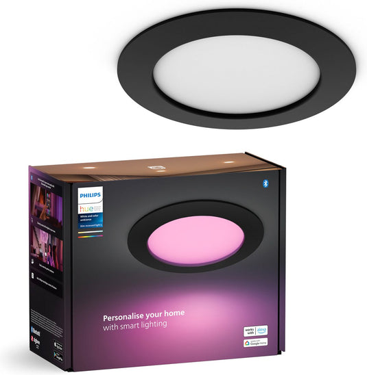 Philips hue inbouwspot dun - wit en gekleurd licht - ø170 mm - zwart