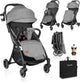 Lionelo julie one buggy - kinderwagen tot 22 kg - premium - automatisch opvouwbaar - rugleuning tot ligpositie - ventilatiepaneel - verlengde kap met venster - eco-leer details - inclusief voetenzak, bekerhouder, muskietennet, transporttas