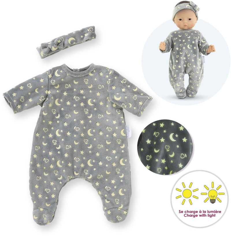Load image into Gallery viewer, Corolle poppen pyjama en hoofdband 30cm - glow in the dark babypop kleding.
