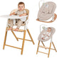Lionelo celia set – 4-in-1 wipstoel houten kinderstoel – babyset 5-puntsgordel – verstelbare zithoogte voetsteun – voor baby, peuter volwassene – premium beukenhout – inclusief speelboog en blad