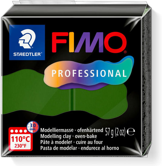Fimo professional - ovenhardende boetseerklei - blok 57 gr - bladgroen