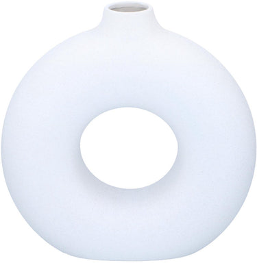 Arti casa decoratieve vaas rond met open midden - witte vaas voor interieur decoratie - moderne vaas voor bloemen of accessoires - 31 x 10.5 x 31 cm - wit