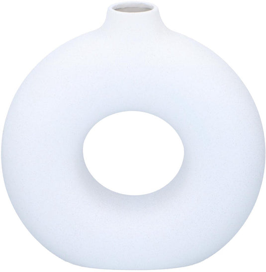 Arti casa decoratieve vaas rond met open midden - witte vaas voor interieur decoratie - moderne vaas voor bloemen of accessoires - 31 x 10.5 x 31 cm - wit
