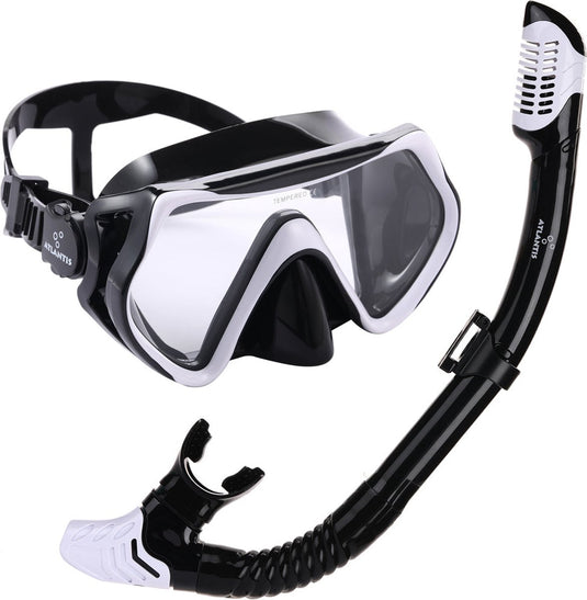 Atlantis borneo combo - snorkelset - duikbril - snorkel - volwassenen - zwart wit