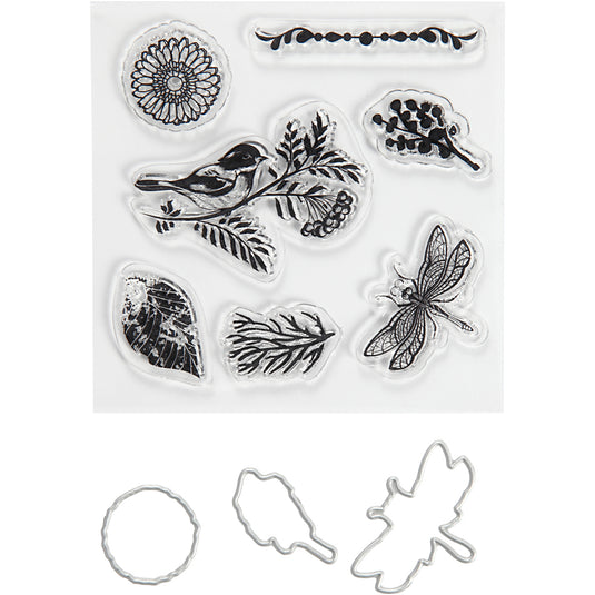 Stempels en snijmallen, dieren en groen, afm 2,5-6 cm, 1 doos
