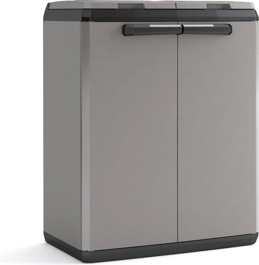 Keter split basic recycling vuilnisbak voor buiten - 68x39x85 cm - grijs zwart