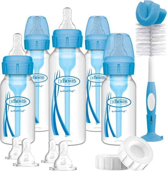 Dr. brown's options+ anti-colic starterset - smalle halsfles - blauw