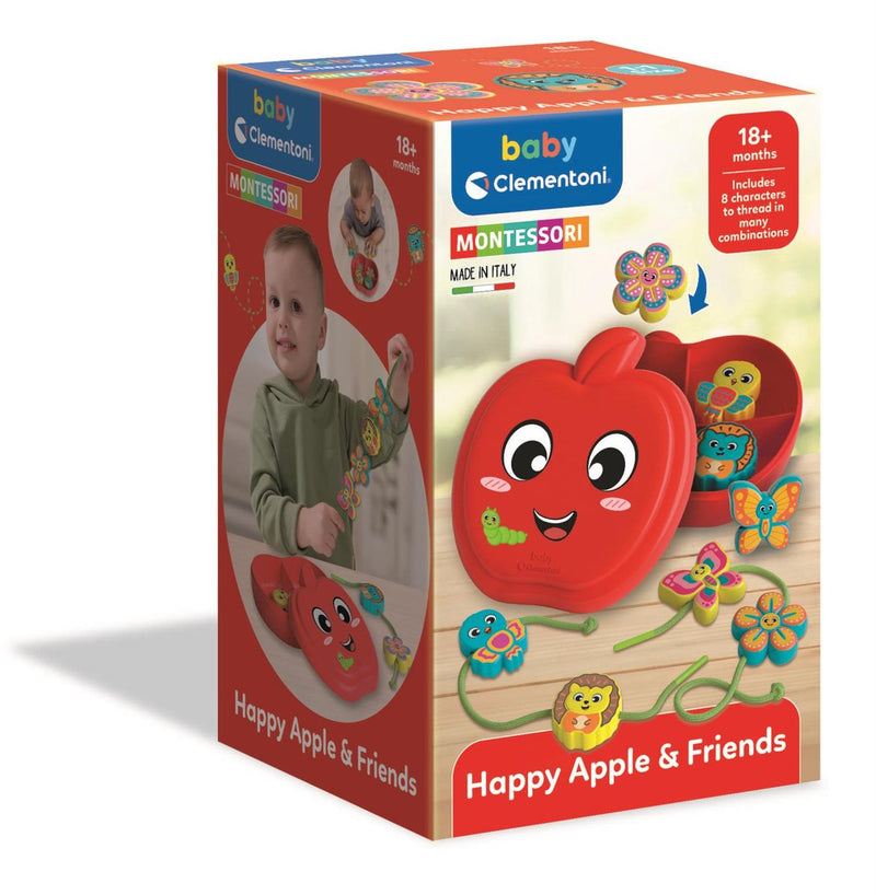 Load image into Gallery viewer, Clementoni happy apple friends rijgspel - rijgkralen en kralen rijgen voor peuters en kinderen - montessori baby speelgoed - fijne motoriek oefenen

