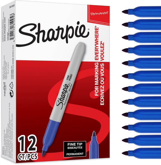 Sharpie -permanentmarkers | fijne punt | blauw | 12 stuks
