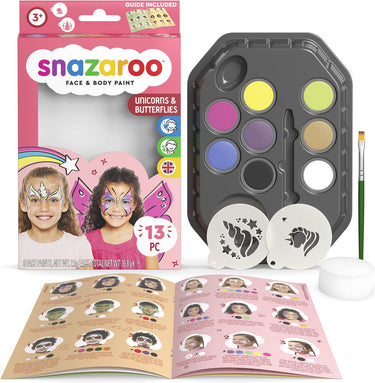Snazaroo 1172181 unicorn butterfly aqua schminke – kinder schminke – eenhoorn vlinder schminkset – veilig hypoallergeen