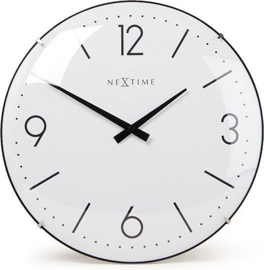 Nextime basic dome – wandklok – 35 cm – bol glas – wit