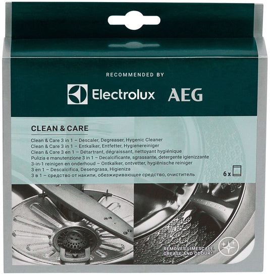 Aeg electrolux m2gcp601 clean and care - 3 in 1 reiniger - reinigen en onderhoud - ontkalker, ontvetter en reiniger - geschikt voor wasmachines vaatwassers - 6 zakjes goed voor een half jaar