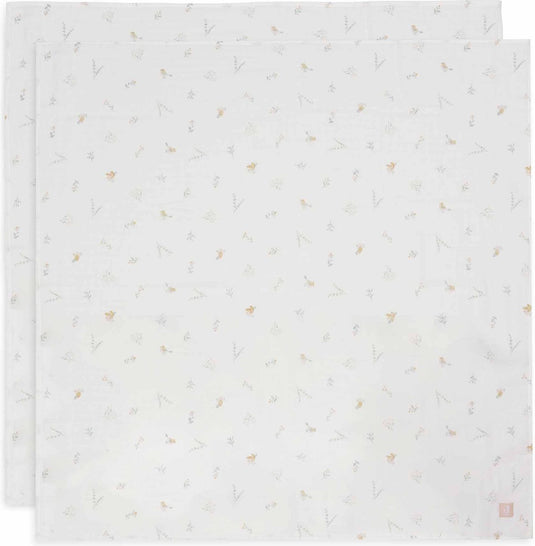 Jollein - hydrofiele doek large 115x115cm - inbakerdoek - zacht katoen - 2 stuks - lovely birds