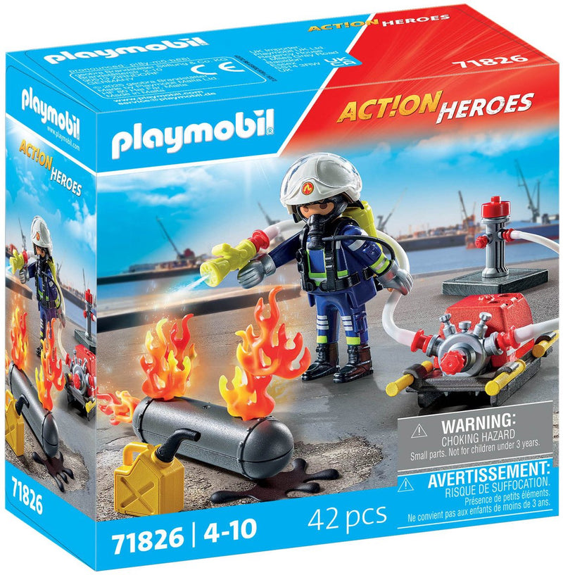Load image into Gallery viewer, Playmobil action heroes brandweerman met waterpomp - 71826
