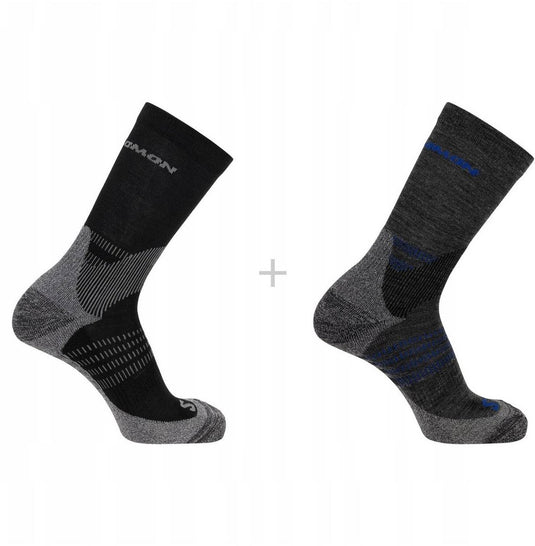 Salomon - x ultra access crew socks | 2-pack | sokken | maat m 39-41 - antraciet zwart