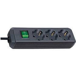 Brennenstuhl eco-line met schakelaar 3-voudig, 5 m stekkerdoos (zwart)