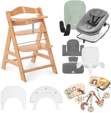 Hauck alpha start n grow set - kinderstoel startset - vanaf geboorte tot volwassen leeftijd - natural dark grey