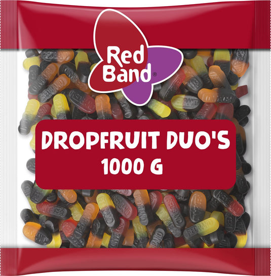 Red band dropfruit duo's - snoep mix - drop fruitsmaak - zak 1000g