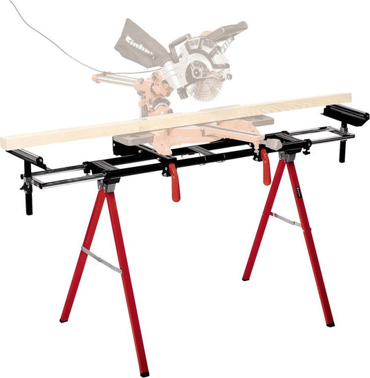 Einhell onderstel mss 1608 - maximaal 80 kg laadcapaciteit - onderstel voor afkortzagen - in hoogte verstelbaar - uitschuifbare werkstukdragers met geleiderollen - compact inklapbaar