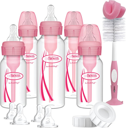 Dr. brown's anti-colic options+ giftset - smalle halsfles - roze
