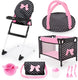 Bayer design - reisset 9 in 1 met bed en kinderstoel in zwart, wit roze