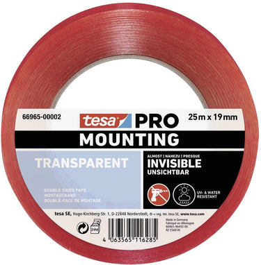 Tesa mounting pro transparent 66965-00002-00 montagetape transparant (l x b) 25 m x 19 mm 1 stuk(s)