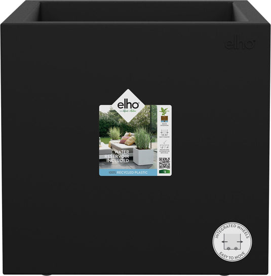 Elho vivo next vierkant 30 - plantenbak voor binnen buiten - 100% gerecycled plastic - l 29.5 x h 29.5 cm - living black