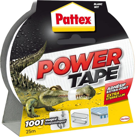 Pattex power tape 25m wit | power ducktape voor universeel gebruik | waterdichte extreem sterk | premium grip duct tape.