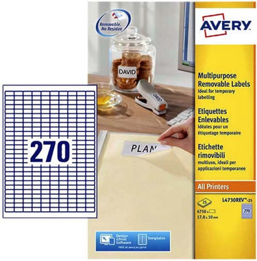 Merkloos sans marque huismerk avery l4730-rev-25 afneembare etiket