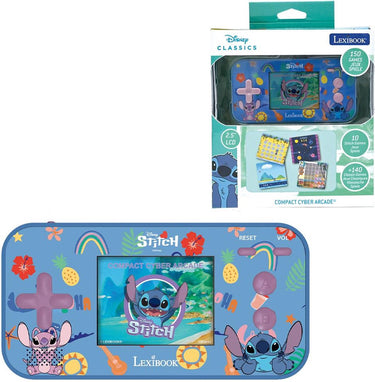 Lexibook stitch compact cyber arcade® pocket gaming console met kleuren lcd 2.5'' en 150 spelletjes waarvan 10 uit het disney stitch universum